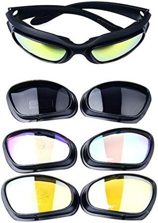 Polarized Driving Riding Lens Sunglasses with 4 Lenses for Motorcycle Bicycle Outdoor Activity Sport Hunting Military