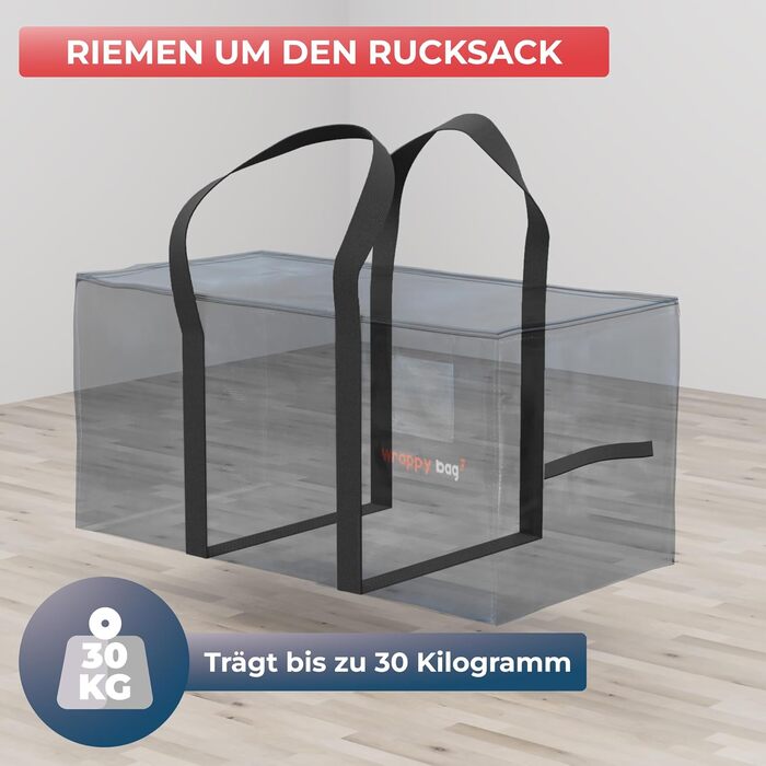 Pack of 4 Large Plastic Storage Bags – XXL Bags for Moving & Travel – Sturdy, thick & waterproof with reinforced handles – for clothing & bedding – 75 x 36 x 38 cm (Grey, 10 pack)
