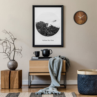 Relaxdays Modern Wall Clock with Wood-Look Finish