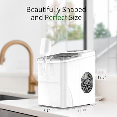 Машина для приготування льоду Mini Portatile, 15 кг/24 год, компактна, швидка (6 хв), самоочисна для дому, 35 x 27 x 38 см
