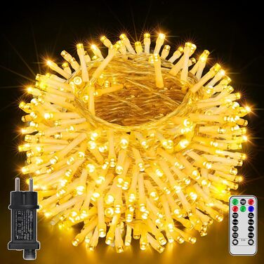 Ланцюжок прикрас Ollny з 200 LED, 60м, з пультом та таймером, IP44, тепле світло. Підходить для декору ялинки, вечірки, весілля, святкування.