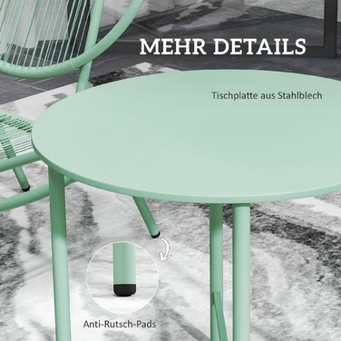 Набір для відпочинку на вулиці Outsunny Bistro-Set, 3 частини, зі сталі, стійкий до погодних умов. Набір садових меблів з бістро-столом, ергономічними стільцями у формі мушлі, набір для балкону та саду, група сидіння, набір для саду, зелений | Aosom