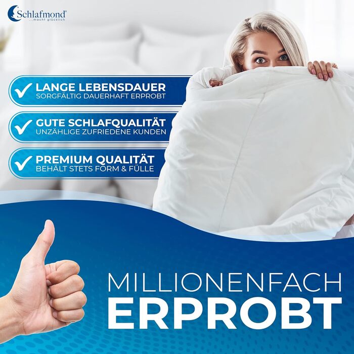 Schlafmond Medicus Clean всесезонна ковдра 135x200 см – преміум стьобана ковдра з бавовни для алергіків, терморегулююча, вироблено в Німеччині