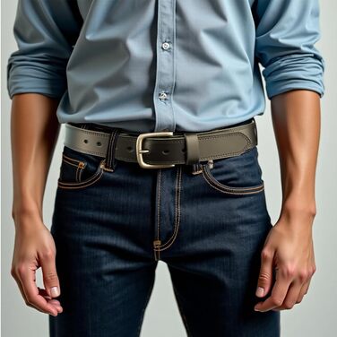 Чоловічий шкіряний ремінь BELTER 38 мм з подарунковою коробкою, чорний. Розміри: 32W-35W (105 см), 44W-47W (135 см)