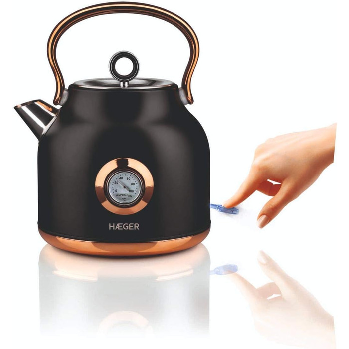 Електричний чайник Haeger EK-22B.024A Art Deco Black 1.7 л, 2200 Вт, бездротовий, поворотний на 360°