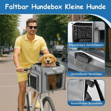 Корзина для собак на велосипед, розширювана, складна, з 4 дверцятами та сітковими вікнами, сумка-рюкзак для тварин, для котів та собак середніх розмірів