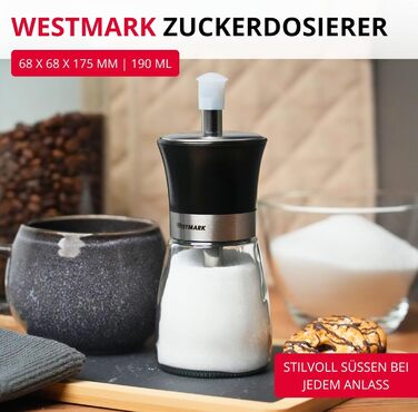 Дозатор для цукру Westmark Blacky, 190 мл, скло/нержавіюча сталь/пластик