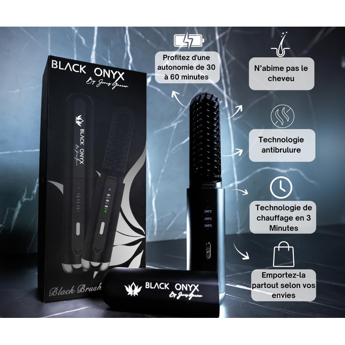 Випрямляч для волосся Black Brush Glättbürste: бездротовий, портативний, для подорожей, випрямляє волосся, підходить для тонкого волосся