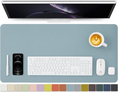 Підкладка для столу з екошкіри, 80x40 см, синього кольору - антиковзаюча, для офісу та дому