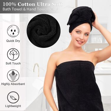 Набір аксесуарів для ванної кімнати, 17 предметів: сміттєвий бак, диспенсер для мила/лосьйону (3 шт.), тримач для зубних щіток, мильниця, попільниця, 6 дерев'яних гачків, аксесуари для ванної з підносом (Чорний, Комплект для ванної + штора + килимок + руш