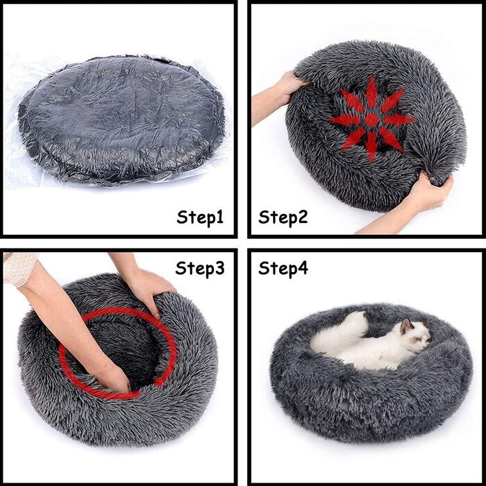 М'яке ліжко для собак Haoye, круглі подушки для домашніх тварин, ліжко для котів та собак, донат, м'яке ліжко для собак, для котів та собак (діаметр 50-120 см / 7 розмірів), діаметр 60 см (колір коричневий, діаметр 120 см)