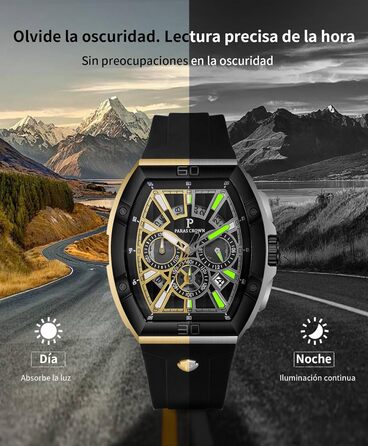 Чоловічий годинник-хронограф на кварцовому механізмі з японським годинниковим механізмом, 5ATM, корпус з нержавіючої сталі, тонка форма корпусу, силіконовий ремінець, золотий колір