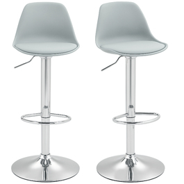 HOMCOM Set of 2 Bar Stools, Upholstered Bar Chair with Steel Frame, Backrest, Height Adjustable Kitchen Stools with Footrest 360° Swivel Counter Stools for Kitchen, Living Room, Dining Room, Faux Leather Grey | Aosom