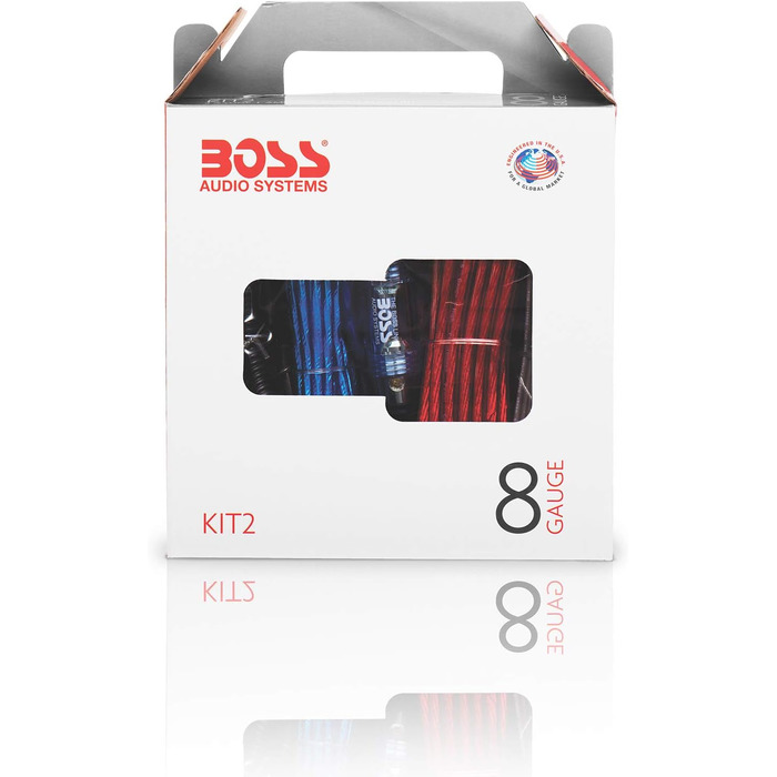 Набір кабелів для підсилювача BOSS AUDIO KIT2 8 AWG, монтажний комплект для авто, силовий кабель 3,27 мм, RCA, багатобарвний