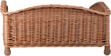 Корзина для собаки/кішки з плетіння лози з м'яким лежаком - сіра, 54x32x25 см