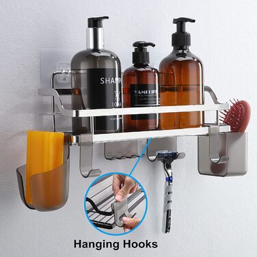 KROCEO shower shelves 10.5x30 cm and 9x29 cm silver