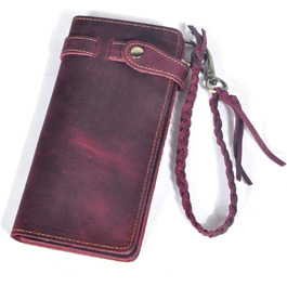 Le'aokuu Men's Genuine Leather Wallet Organizer Double Checkbook Bifold Wallet Pattern Business Money Clip 3377