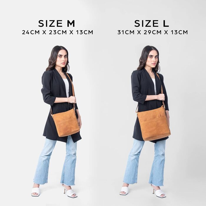 Сумка жіноча шкіряна Leabags Premium Nature Hellbraun: крос-боді, на плече, для роботи, університету, школи, повсякдення