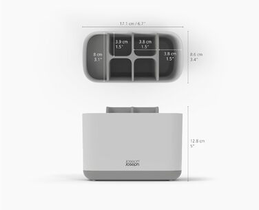 Тримач для зубних щіток Joseph Joseph Easystore, сірий/білий, з неслизьким дном