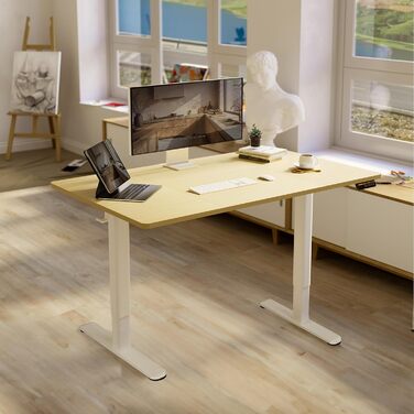 Claiks Electric Height Adjustable Desk 140x70cm - Standing Desk with Cable Management, Memory Function, & Ergonomic Design (FSC® Certified)
