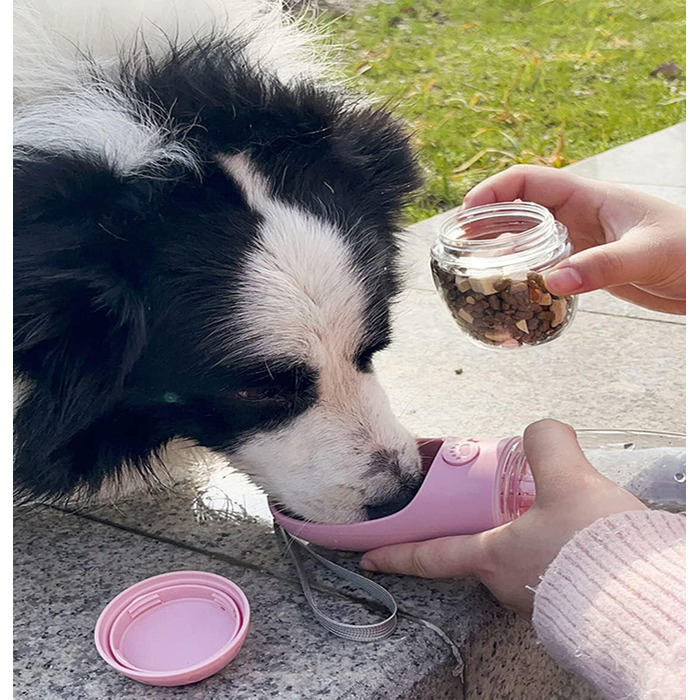 Турботрінка для собак на винос, портативна пляшка для води без BPA, дорожня миска для води для собак маленьких порід, водонепроникний диспенсер для води для домашніх тварин Outdoor (білий) Білий (550 мл + 100 г, білий)