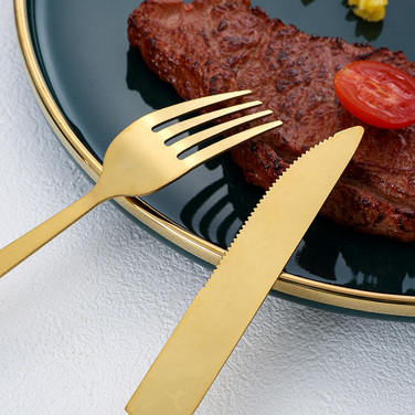 Набір столових приборів 24 предмети, нержавіюча сталь, ручки під мармур, подарунковий набір