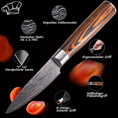 Японський кухонний ніж Kiritsuke Kochmesser 20 см, професійний шеф-ніж з нержавіючої сталі, захист леза, ручка з паккавуда, серія FLAMINGO