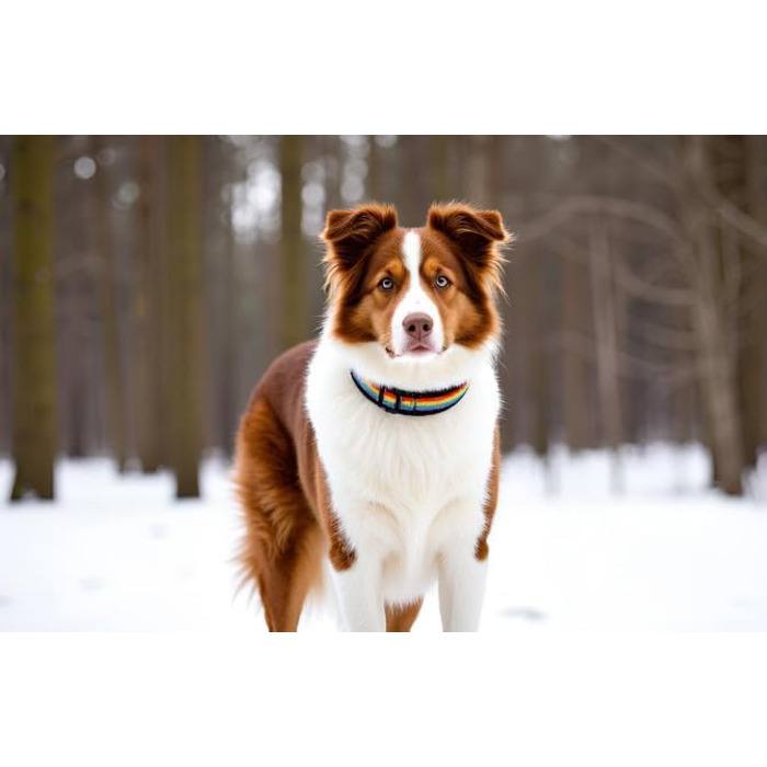 Нашийник для собак Extra-Breit & Weich з неопреновою підкладкою (Райдуга на чорному, S) S (38-43 см) Райдуга на чорному