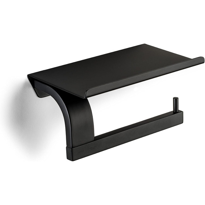 Sagittarius One 160S1 Stainless Steel Toilet Paper Holder with Shelf - Matte Black | Phone Shelf | WC Paper Holder | Toilet Paper Dispenser