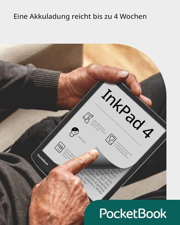 Pocketbook InkPad 4: Електронна книга, 7.8'' E-Ink, 32 GB, Bluetooth, водонепроникна, срібна (DE/at/CH версія)