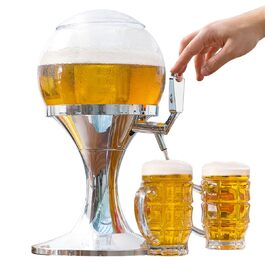 Дозатор для пива InnovaGoods® Bier Ball сірий, 22x41,7x26,5 см, з охолоджуючим елементом, прозорий