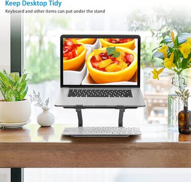 Adjustable Aluminum Laptop Stand - Ventilated Laptop Holder for 10-17 Inch Laptops - Compatible with MacBook, Dell, HP, Samsung, Acer