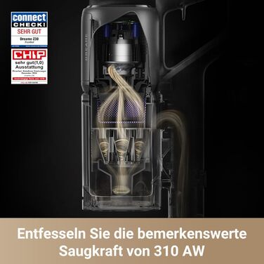 Dreame Z30 - Бездротовий пилосос з потужністю 190AW, 90 хвилин роботи, детекцією бруду, LED-дисплеєм та синім LED-підсвічуванням. Ідеально для прибирання дому, видалення шерсті тварин та килимів.