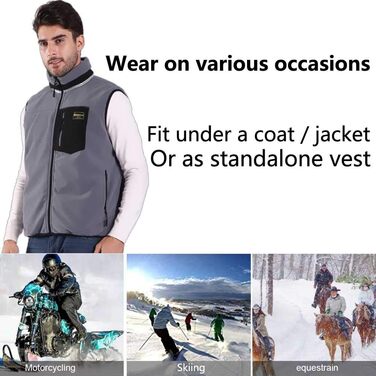 PROSart Обогріваючий жилет Легкий фліс Обогріваючий жилет з USB акумулятором, Унісекс (M, Сірий)