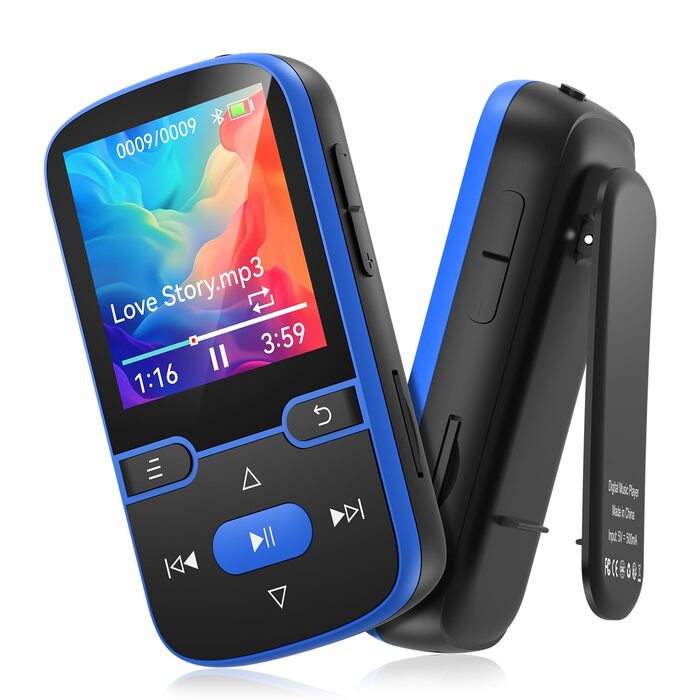 MP3 плеєр Bluetooth 5.3 з кліпсою, HiFi плеєр для спорту та дітей, 64GB, FM-радіо, диктофон, крокомір, екран 1.5
