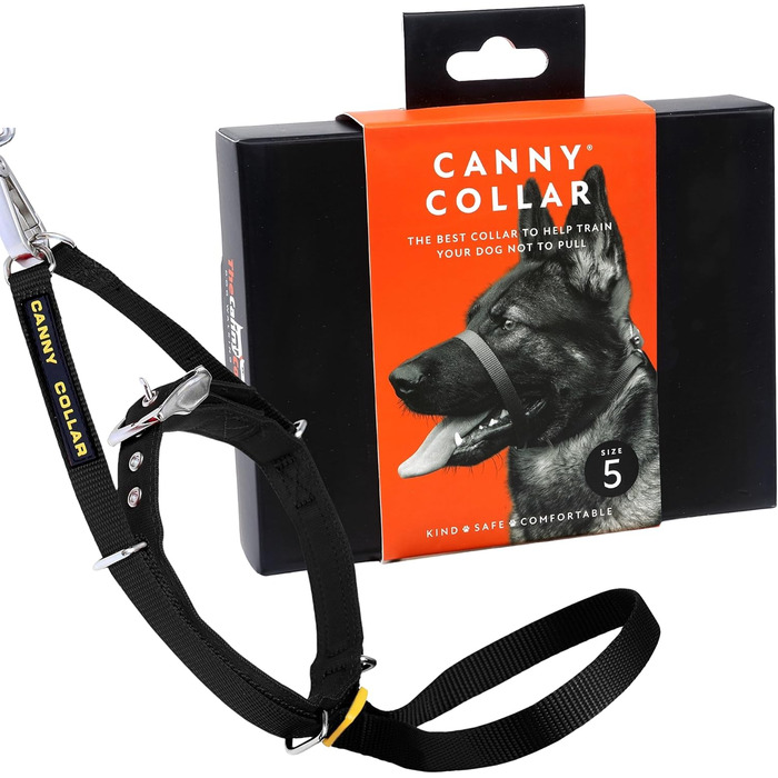 Нашийник-напівобруч Canny Collar для собак – проти ривка | Безпечний та ефективний контроль | Тренувальний аксесуар для спокійних прогулянок | Розмір 5, Чорний, обхват шиї 43-48 см