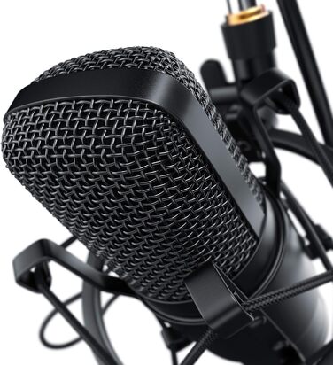 Конденсаторний мікрофон CSL з кріпленням XLR - Комплект для студії, запису вокалу, подкастів, стрімінгу та геймінгу, велика мембрана, 3.5mm jack, XLR кабель