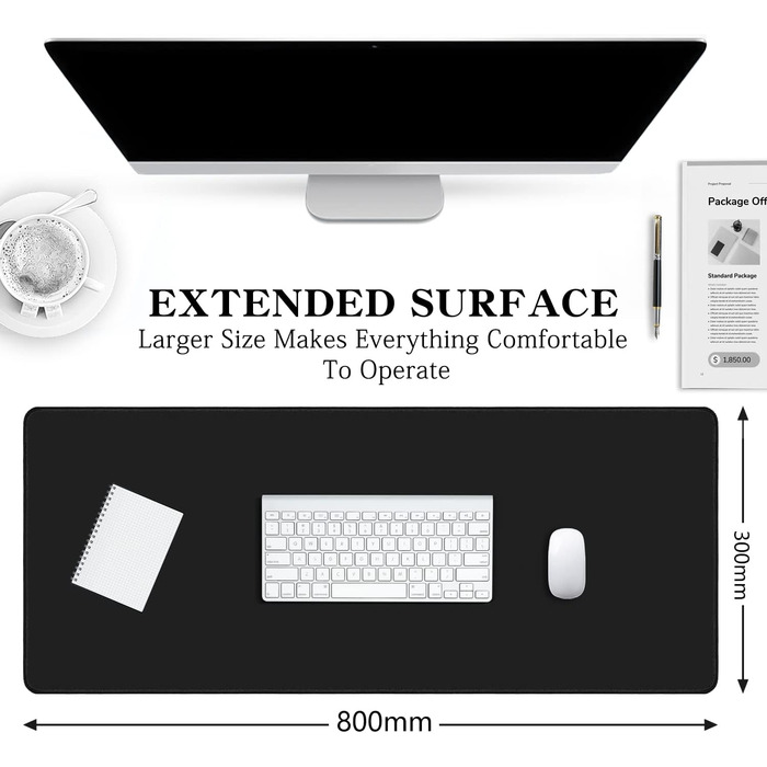 Килимок для миші ігровий RGB 800x300mm XXL, великий, з підсвічуванням 14 режимів, 7 LED кольорів, вологостійкий, антиковзкий, для комп'ютера PC, професійний, чорний