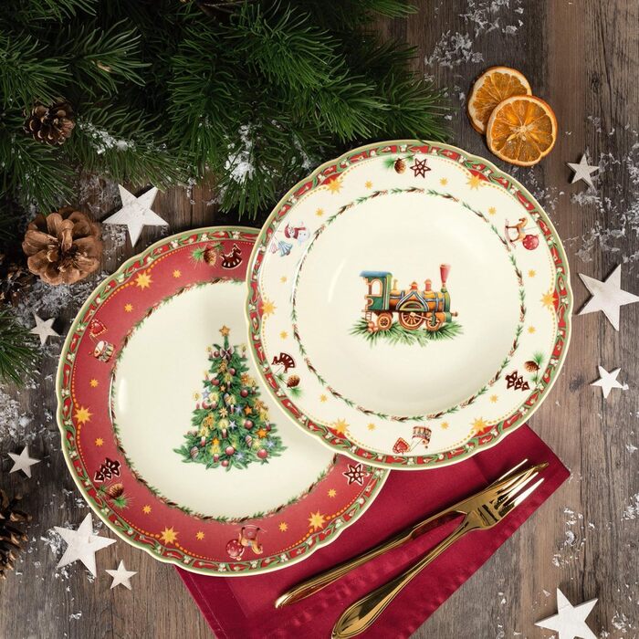 Seltmann Tableware Set, 12-piece | Marieluise Ivory Christmas Nostalgia | Seltmann Weiden, Red
