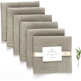 Varvara Home 6 Linen Napkins Nature - Fabric Napkins Linen Napkins - Napkins Linen Nature Brown Country Style 6-Pack 45x45 cm