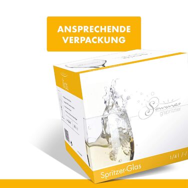 ilios Wine Glass Spritzer, 0.36 l with 1/8 + 1/4 graduation marking, (6 x 360ml), 6-pack, Clear