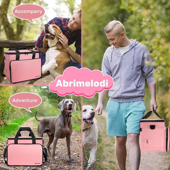 Трансформер для собак, сумка-переноска для подорожей, з 2 складеними мисками та кишенькою для ласощів (Рожевий)