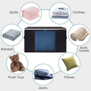 Органайзери для зберігання AIOR, 4 шт., 90 л, для постільної білизни, одягу, ковдр, подушок, 60x40x35 см