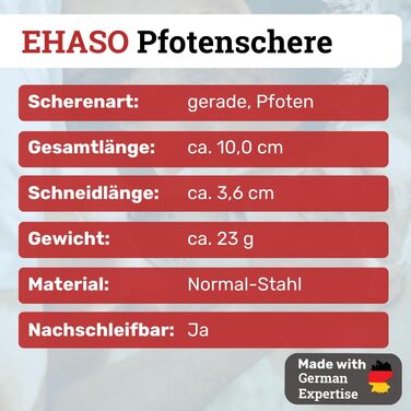 Ножиці для грумінгу собак EHASO Premium, 10 см, з круглою кінцівкою | Професійні ножиці для собак, точні та зручні | Підходять для всіх порід