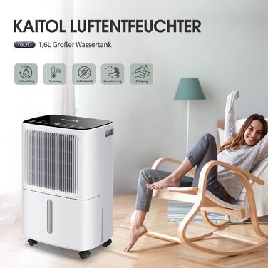 Зволожувач повітря KAITOL 16л/24г, для приміщень до 120м³, з Wi-Fi, сенсорним дисплеєм, таймером, функцією автоматичного відключення та очищення повітря