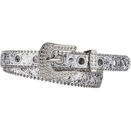 Жіночий пояс Fenteer з стразами, джинсовий, з пряжками, шкіряний, ширина 3,5 см (білий, 2,4 см)