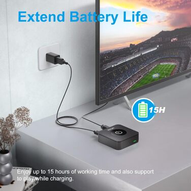 ZIOCOM Bluetooth адаптер стереосистеми: Bluetooth передавач/приймач 5.0 для TV/PC/MP3/стереосистеми (оптичний, 3.5 мм AUX, RCA). Підтримка одночасної підключення 2 пристроїв