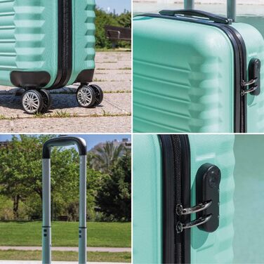 Набір валіз NUMADA 4 шт. (75см, 63см, 53см, культиватор), ABS, міцний, мінтовий