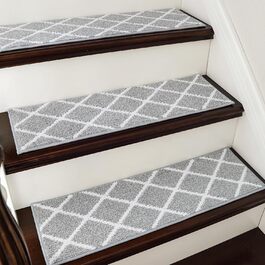 Ковзаючі сходи COSY HOMEER, 15 шт., 70x22 см, антиковзаючі, самоклеючі, машинне прання, 100% поліестер, TPE-підкладка, для дітей, літніх людей та домашніх тварин, сіро-білі