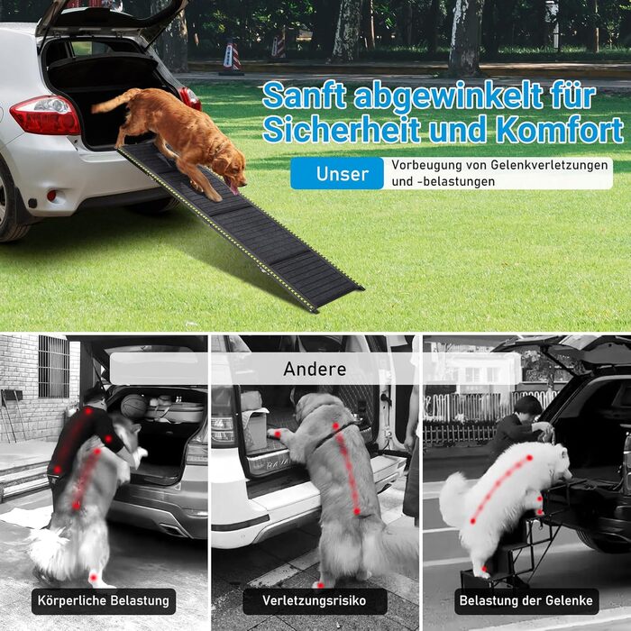 Рампа для собак Extra Breit, для великих собак до 70 кг, алюмінієва, 160 x 44 см